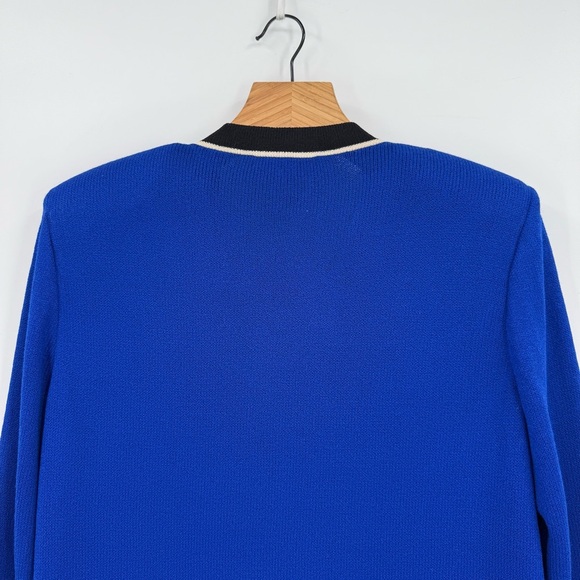 St. John Collection Royal Blue Santana Knit Button Up Sweater Cardigan Size M - Picture 9 of 10
